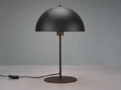 Große LED Tischleuchte aus Metall Schwarz, Lampenschirm innen Gold, Höhe 45cm