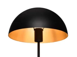 Große LED Tischleuchte aus Metall Schwarz, Lampenschirm innen Gold, Höhe 45cm