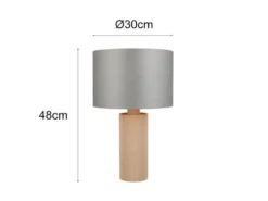 Große LED Tischleuchte aus recycelter Pappe und Bambus, Höhe 48cm