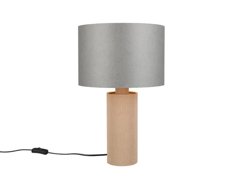 Große LED Tischleuchte aus recycelter Pappe und Bambus, Höhe 48cm