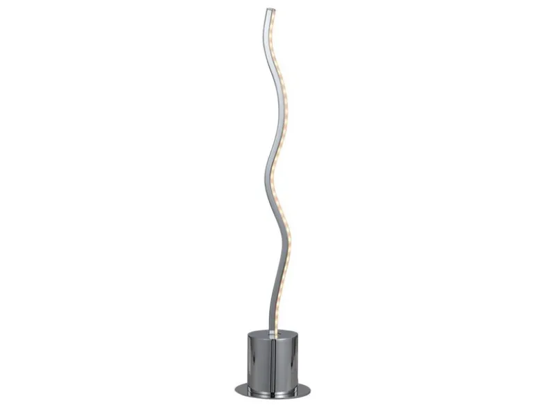 Große LED Tischleuchte BENETT in Silber Chrom, Höhe 45cm