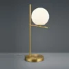 Große LED Tischleuchte in Messing mit Glaskugel Weiß, Höhe 52cm
