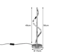 Große LED Tischleuchte ISABEL Spirale in Chrom, Höhe 56cm