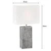 Große LED Tischleuchte Metall Silber Antik, Stoffschirm Weiß, Höhe 50cm