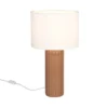Große LED Tischleuchte mit Keramikfuß Mocca & Stoffschirm Beige, Höhe 51cm