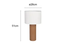 Große LED Tischleuchte mit Keramikfuß Mocca & Stoffschirm Beige, Höhe 51cm