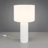 Große LED Tischleuchte mit Keramikfuß & Stoffschirm Weiß, Höhe 51cm