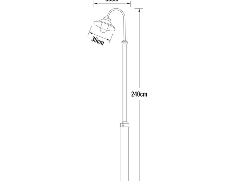 Große Mastleuchte VEGA aus Aluminium Schwarz, Höhe 240cm