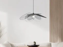 Große Pendelleuchte FLEURE mit ausgefallenem Gitter Lampenschirm, Ø 87cm