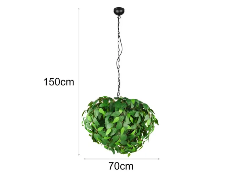 Große Pendelleuchte LEAVY mit Blätter Lampenschirm in Grün, Ø 70cm