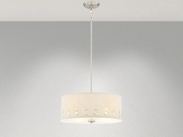 Große Pendelleuchte PARK AVENUE aus Stoff, 4-stufig höhenverstellbar, Ø 46cm