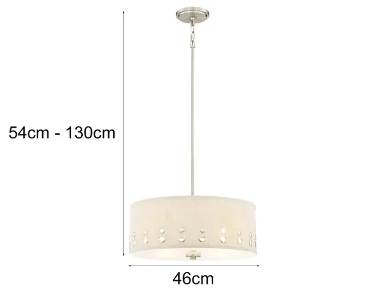 Große Pendelleuchte PARK AVENUE aus Stoff, 4-stufig höhenverstellbar, Ø 46cm