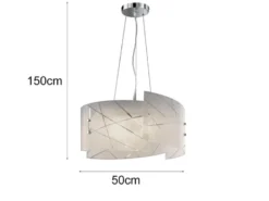 Große Pendelleuchte SANDRINA mit Glas Lampenschirm & Streifendekor, Ø 50cm