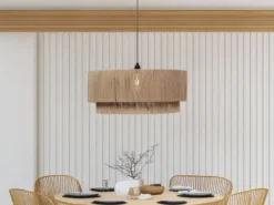 Große Pendelleuchte SMILLA 1-flammig aus Jute Natur im Boho Stil, Ø 60cm