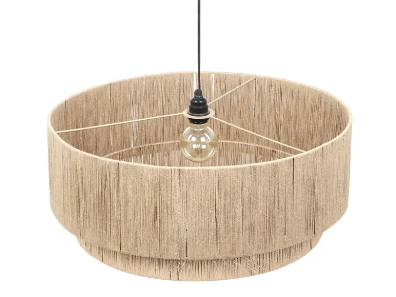 Große Pendelleuchte SMILLA 1-flammig aus Jute Natur im Boho Stil, Ø 60cm