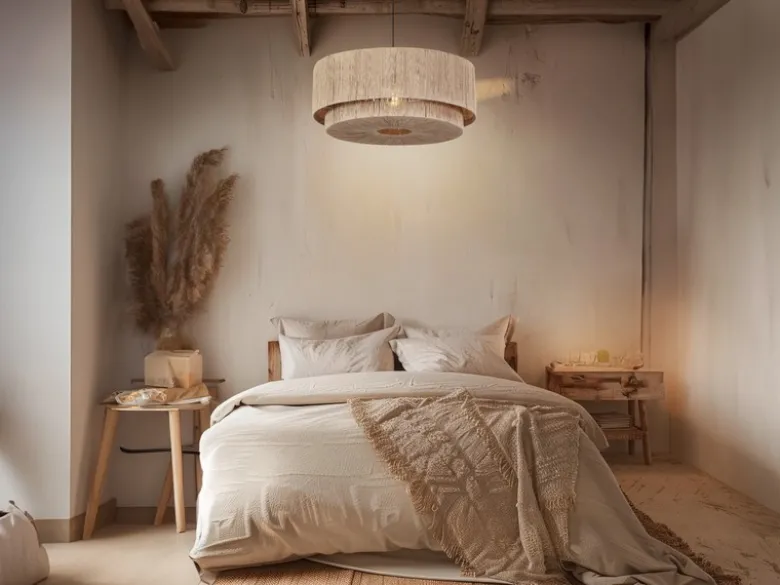 Große Pendelleuchte SMILLA 1-flammig aus Jute Natur im Boho Stil, Ø 60cm