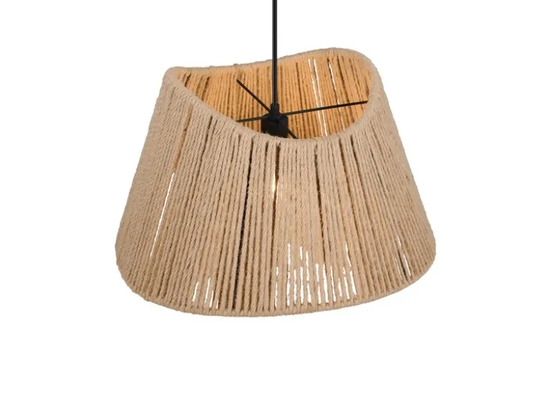 Große Pendelleuchte VALERIE mit Lampenschirm geflochten aus Jute, Ø 52cm