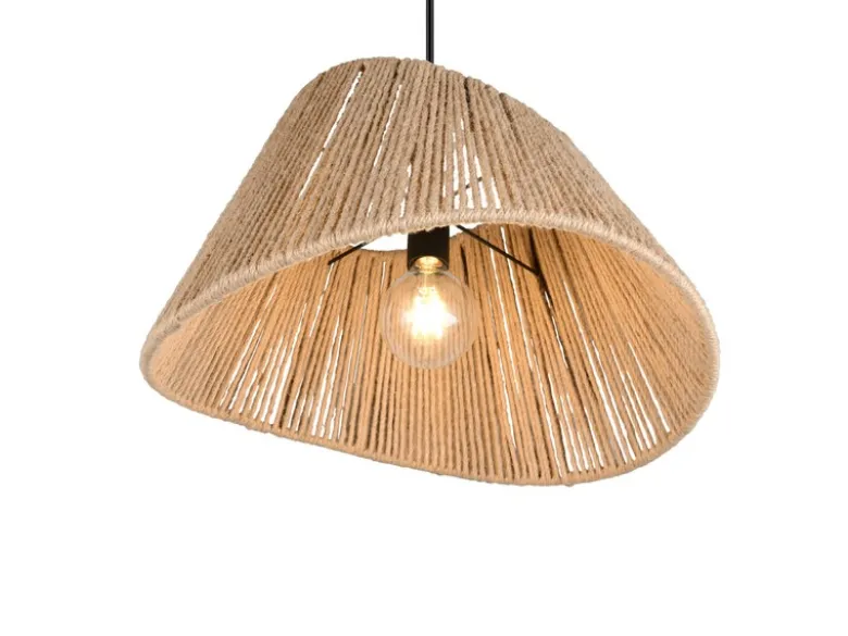 Große Pendelleuchte VALERIE mit Lampenschirm geflochten aus Jute, Ø 52cm