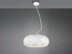 Große Pendelleuchte ZANDOR mit Lasercut Muster Weiß matt, Ø 50cm