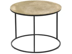 Großer Beistelltisch PATTY rund Metall in Schwarz Gold, Höhe 46cm