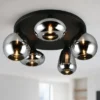 Große Retro Deckenleuchte LUMINA mit 5 Glasschirmen in Chrom Ø 63,5cm