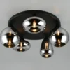 Große Retro LED Deckenleuchte mit 5 Glasschirmen Chrom Ø 63,5cm