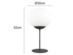 Große Retro LED Tischleuchte Schwarz mit Glaskugel, Höhe 52cm