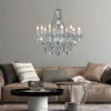 Großer Kronleuchter LÜSTER 10-flammig Silber Chrom mit Acryl Kristall, Ø 76cm