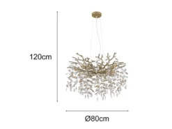 Großer Kronleuchter QUEENA Gold 10-flammig mit Glas Kristall 2-farbig Ø 80cm