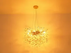 Großer Kronleuchter QUEENA Gold 10-flammig mit Glas Kristall 2-farbig Ø 80cm