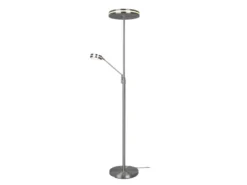 Großer LED Deckenfluter FRANKLIN mit Lesearm, Höhe 181cm, Silber