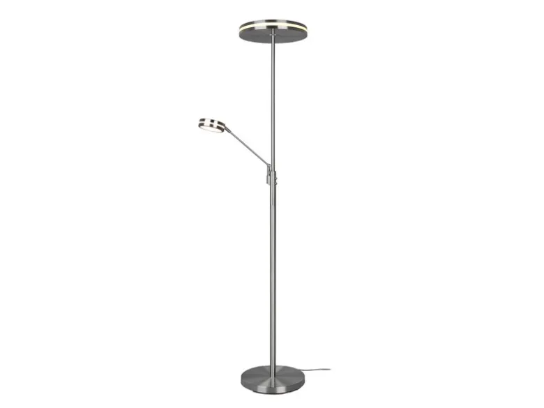 Großer LED Deckenfluter FRANKLIN mit Lesearm, Höhe 181cm, Silber