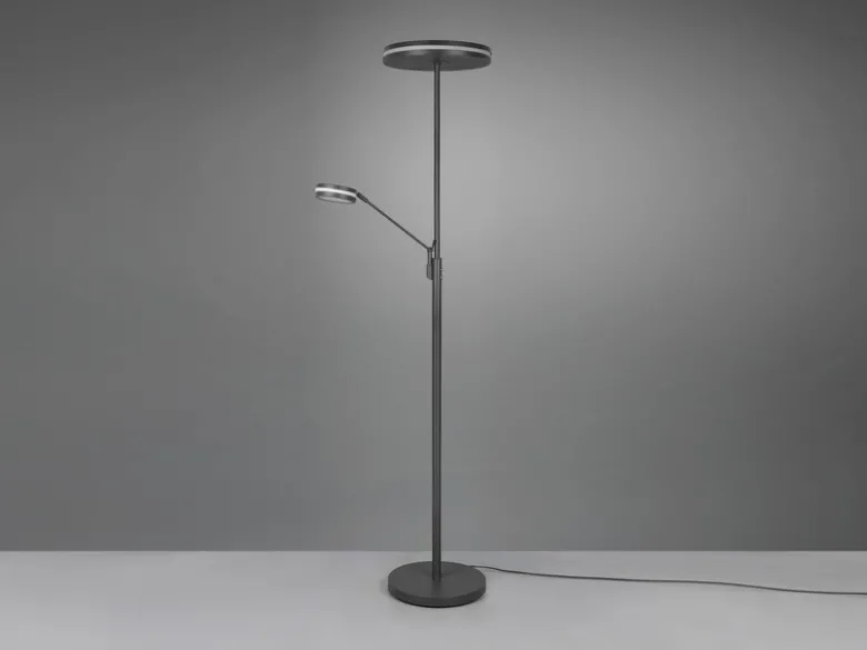 Großer LED Deckenfluter FRANKLIN mit Lesearm, Höhe 181cm, Anthrazit