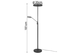 Großer LED Deckenfluter FRANKLIN mit Lesearm, Höhe 181cm, Anthrazit