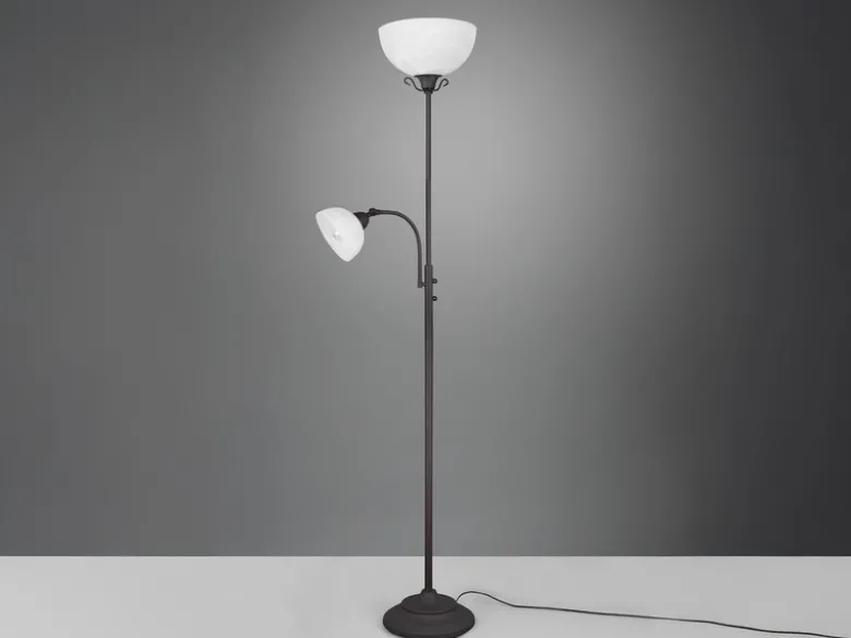 Großer LED Deckenfluter im Landhausstil mit Leselampe, Höhe 184cm