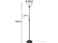 Großer LED Deckenfluter im Landhausstil mit Leselampe, Höhe 184cm