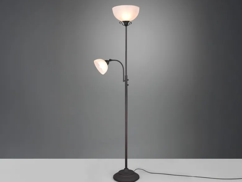 Großer LED Deckenfluter im Landhausstil mit Leselampe, Höhe 184cm