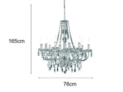 Großer LED Kronleuchter 10-flammig Silber Chrom mit Acryl Kristall Ø 76cm