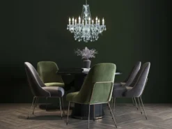 Großer LED Kronleuchter 10-flammig Silber Chrom mit Acryl Kristall Ø 76cm