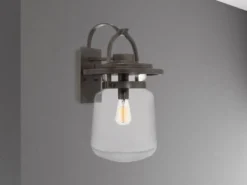 Große rustikale Außenwandleuchte LASALLE aus Aluminium, Höhe 49cm