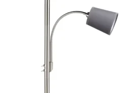 Große Stehlampe HENTA mit Leselampe und Stoffschirm Grau, Höhe 170cm