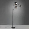 Große Stehlampe LUMINA mit 3 Glas Lampenschirmen in Chrom, Höhe 200cm