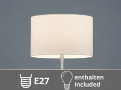 Große Stehlampe mit Leselampe, LED dimmbar, Stoffschirm Weiß, Höhe 170cm
