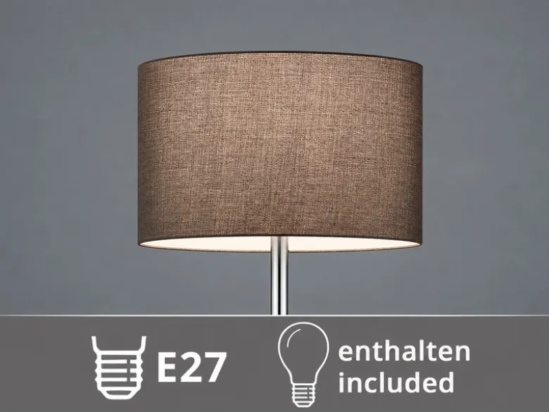 Große Stehlampe mit Leselampe, LED dimmbar, Stoffschirm Grau, Höhe 170cm