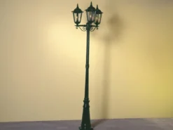 Große Straßenlaterne Aluminium Grün, E27 Gartenlaterne 3-flammig, Höhe 220cm