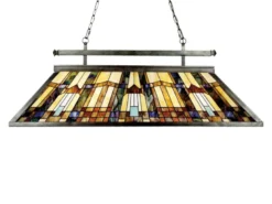 Große Tiffany Pendelleuchte INGLENOOK E27 Lampenschirm Bunt, Breite 121cm