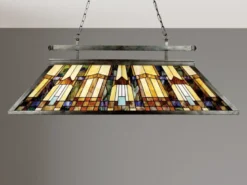 Große Tiffany Pendelleuchte mit E27 LED, Lampenschirm Bunt, Breite 121cm