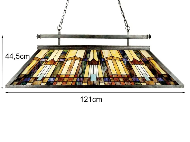 Große Tiffany Pendelleuchte mit E27 LED, Lampenschirm Bunt, Breite 121cm
