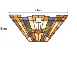 Große Tiffany Wandleuchte INGLENOOK mit E14 Lampenschirm Bunt, Breite 41cm