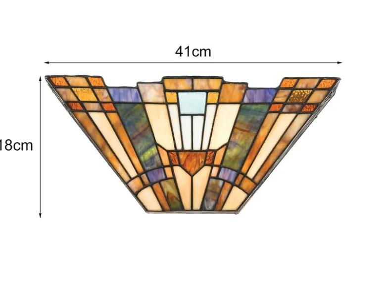 Große Tiffany Wandleuchte INGLENOOK mit E14 Lampenschirm Bunt, Breite 41cm